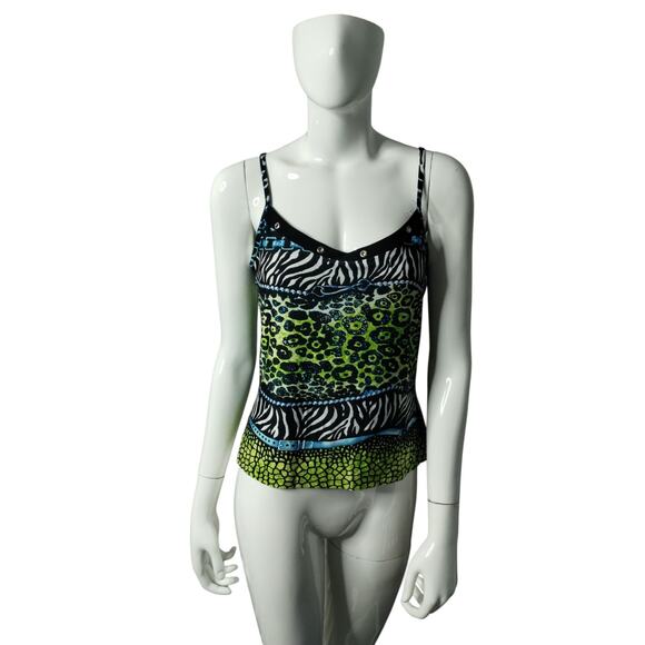 Y2K Joseph Ribkoff Women's Animal Print Tank top size 10 Wild Hippie Retro Wild - Picture 1 of 8